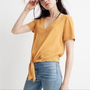 Madewell Mustard Yellow Tie-Waist Short-Sleeve Top, Size XS